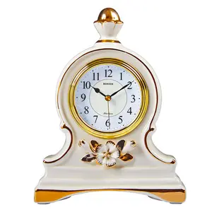 American novel ceramic small desk clock digital metal table clock vintage