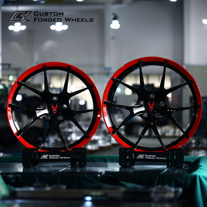 Jantes forgées de course Drag 5x120 5x120.65 5x4.5 5x4.75 17 18 19 20 pouces, rouge brillant, rayons noirs, décalées pour Chevrolet Corvette - Product Image 5