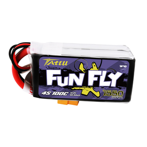 Batterie Lipo <span class=keywords><strong>TATTU</strong></span> <span class=keywords><strong>FUNFLY</strong></span> 1550mAh 100C <span class=keywords><strong>4S</strong></span> avec prise XT60 pour voiture de course RC et accessoires de drone, batterie de charge - Product Image 1
