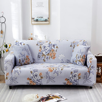 Penutup Sofa poliester pola bunga daun bergaris indah terlaris, berbagai warna murni penutup Sofa melar elastis antiselip