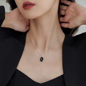 Collar de Plata de Ley S925 con Colgante de Ágata Negra y Diseño de Espina de Serpiente, Engaste de Bisel en Forma de Gota de Agua, Cadena para Clavícula de Uso Diario - Product Image 5