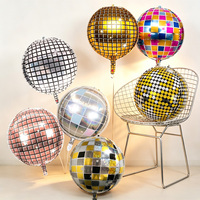 Ballons disco 4D irisés de bonne qualité, ronds, brillants, métalliques argentés, décorations de fête d'anniversaire, 22 pouces, ballon en feuille d'aluminium 4D