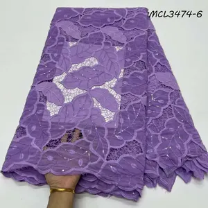 雪纺女装2024非洲刺绣最新软线丝绸面料和亮片雪纺