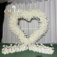 Arche décorative en soie en forme de cœur pour événements et fêtes, support floral artificiel pour mur de fond, fleurs d'entrée de mariage