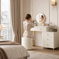 Table de maquillage moderne en bois massif nordique, durable, écologique, avec miroir LED éclairé, pour appartement de luxe, chambre à coucher, hôtel haut de gamme