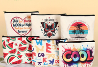 WML069 Dompet Kanvas Custom Print Grosir, Tas Penyimpanan Kosmetik & Makeup Multifungsi untuk Perjalanan dengan Ritsleting