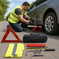 Cric ciseaux mécanique 2 tonnes à manivelle pour voiture, kit d'urgence pour réparation de pneus pour berline, SUV, MPV