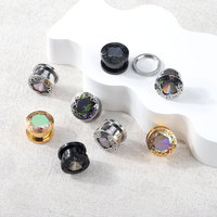 Lingchee acier chirurgical 316L grande vis de gemme Fit Tunnels élégant extenseur d'oreille étirement bouchons jauge femmes corps Piercing bijoux