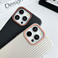 Étui de téléphone antichoc en PC rigide, design professionnel, motif rayé, finition mate, avec support, pour 14/13/12/11 Pro Max/15/16 Pro