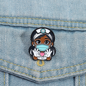 Afro amerikaner Krankens ch wester Emaille Pin schwarze Frau Doktor Brosche Revers Abzeichen medizinischen Schmuck Geschenk für Freunde - Product Image 1