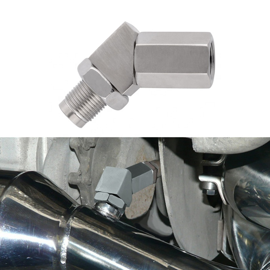 Universal 45 degree o2 sensor adapter with catalytic converter products