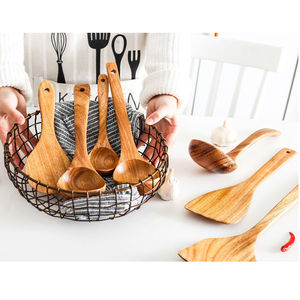 Wooden Spoon And Spatula Kit 7 Pieces Hand Wash Only For Cooking Utensils - Product Image 4