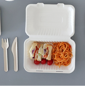 डिस्पोजेबल गन्ना खाद्य कंटेनर बायोडिग्रेडेबल खोई क्लैमशेल लंच बॉक्स - Product Image 4