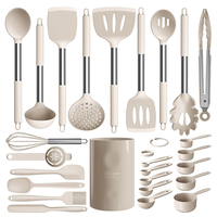 HYRI Ensemble complet d'ustensiles de cuisine en silicone 28 pièces avec spatule, cuillère, pince et spatule de retourneur