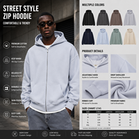 Sweat-shirts à capuche zippés en coton molletonné épais de haute qualité, personnalisables avec logo, pour hommes, coupe décontractée, vierges