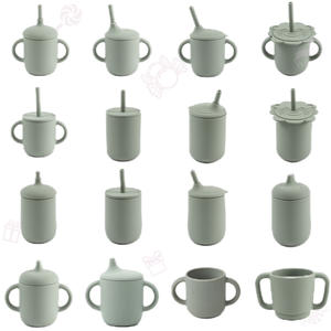 Taza de silicona de grado alimenticio para niños con tapa de paja taza de bebé a prueba de derrames para niños pequeños grado alimenticio para niños pequeños refrigeración - Product Image 1