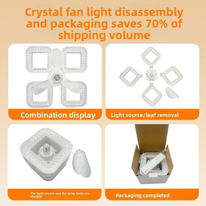 Ventilateur de plafond LED moderne, corps en plastique, moteur DC, 5 vitesses, télécommande, intensité variable, blanc chaud 3500K, montage encastré, éclairage de salon 5 - Product Image 5