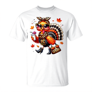 T-shirt Boujee Turkey Leopard Thanksgiving Fall Chic Turkey Coffee - Product Image 2