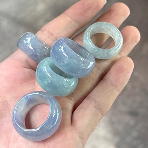 Tự nhiên blueish ngọc Vòng xác thực jadeite Nhẫn ngón tay cái nhẫn trang sức tinh khiết đá thẳng arc cạnh cho nam giới phụ nữ - Product Image 6