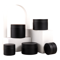 Pots en plastique PET noir mat de luxe 30ml 50ml, emballage cosmétique avec bouchon à vis givré, logo personnalisé, pour soins de la peau, beurre corporel et gommage