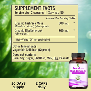 OEM ODM Natural Sea Moss with Bladderwrack Support Overall Body Healthy Thyroid Support and Boost Energy Levels - Product Image 2