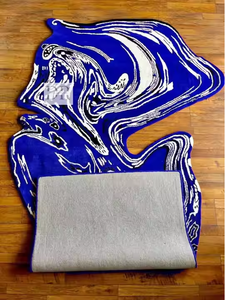 พรมปูพื้นสีฟ้าเปอร์เซี่ยนหรูหราขอแนะนำเป็นอย่างยิ่งผ้าวูลประดับพู่ทำจากขนสัตว์สำหรับห้องนั่งเล่นรับประทานอาหารปรับขนาดได้ - Product Image 4