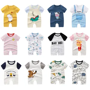 批发夏季t恤泡泡罗柏婴儿连体衣100% 纯棉男童服装新生婴儿连体衣