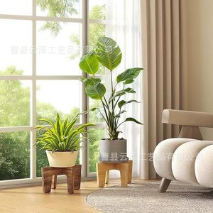 Cross-border wooden flower <b>pot</b> base, solid wood outdoor ornament, detachable indoor flower <b>stand</b>, retro color four-legged - Product Image 2