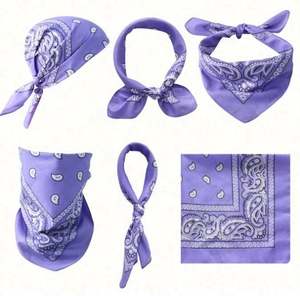 Bandana carrée personnalisée en coton et polyester pour le sport, protection solaire, impression sérigraphique, vente en gros - Product Image 1