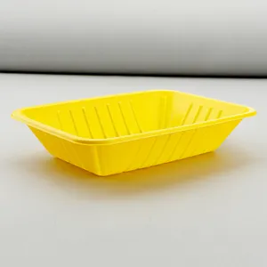 Yellow Disposable Plastic Pulp Frozen Food Tray For Meat Packaging