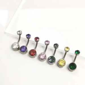 Anillo de Ombligo de Titanio POENNIS G23 con Doble Cabeza de Zirconia Flotante, Joyería de Piercing para Ombligo - Product Image 1