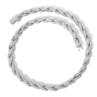 Collier Chaîne Corde Torsadée de Luxe NUOYA pour Hommes, 8/10mm, Entièrement Incrusté de Zircons Cubiques Effet Diamant, Bijoux Fantaisie Hip Hop pour Hommes et Femmes