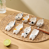 Plat à sauce japonais en céramique en forme de chat mignon avec support pour baguettes, idéal pour la sauce soja, le vinaigre et les plats chauds – Plat à assaisonnement pour restaurant