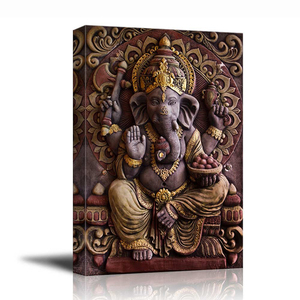 Bức Tượng Ganesha Bằng Đồng, Tượng Thần Hindu Treo Tường Nhà Hiện Đại Bằng Kim Loại - Product Image 1