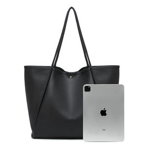 Women's Large Capacity High-End Retro Urban Simplicity <b>Tote</b> <b>Bag</b> <b>ZIP</b> Closure PU Single Strap Spring Stitching Polyester Lining - Product Image 2