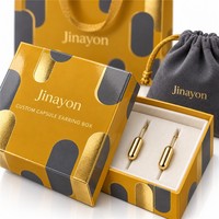 Boîte à bijoux personnalisée pour boucles d'oreilles CAPSULE, ensemble sac en papier et pochette en microfibre |   Jinayon