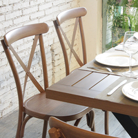 Chaise empilable en bois courbé de style vintage rustique chaise à dossier croisé en bois Restaurant Bistro chaise à dossier croisé