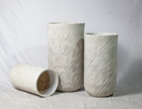 Pot de fleurs rond en fibre de verre renforcée, blanc, écologique, pour usage en jardin