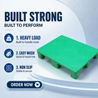 Industri Makanan & Minuman, Pallet Plastik HDPE, Dapat Dicuci, Berjaring, Dapat Ditumpuk, Higienis, Untuk Gudang, Transportasi, Skid Kustom, Logistik 4 Arah