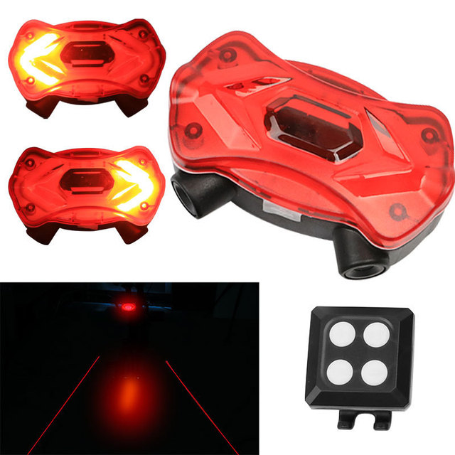 New Wireless Remote Control Dimming Steering Bicycle Tail Light USB Charging Laser Mountain Bike Light Indicator