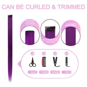 Extensiones <span class=keywords><strong>de</strong></span> cabello sintético con Clip multicolor, postizos rectos para niñas, postizos destacados <span class=keywords><strong>de</strong></span> fiesta para <span class=keywords><strong>Halloween</strong></span> - Product Image 3