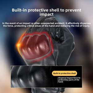 Guanti da <span class=keywords><strong>Moto</strong></span> <span class=keywords><strong>Vintage</strong></span> in Pelle per Uomo, per Motocross, Ciclismo, Attività all'Aperto, Casual, Touch Screen, Traspiranti e Antivento - Product Image 6