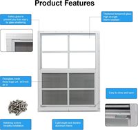 Ventana de aluminio empotrada para cobertizo con vidrio templado y mosquitera de fibra de vidrio para gallinero, casa de juegos, garaje doméstico