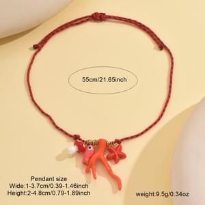 BINSHUO индивидуальное акриловое имитационное Коралловое керамическое ожерелье с подвеской в виде рыбы, сотканные вручную ожерелья из красного коралла - Product Image 4