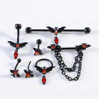 Bague chauve-souris acier inoxydable Halloween nombril anneau de poitrine oreille industrielle clou Piercing bijoux sourcil oreille os ongles bijoux