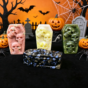 Figurine de cercueil en cristal d'Halloween en gros avec crânes et croix pour cadeau de style gothique et décoration de festival - Product Image 1