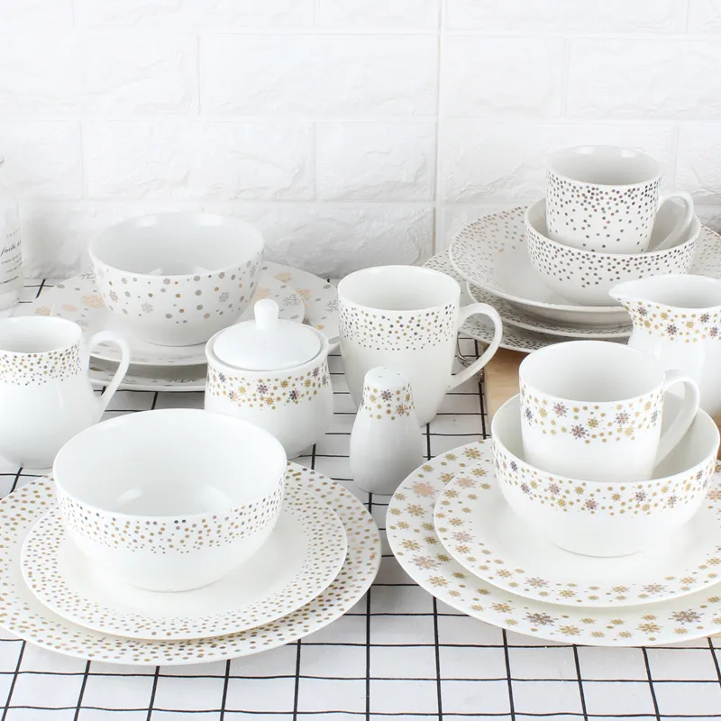 Set Peralatan Makan Porselen, Set Peralatan Makan Keramik dengan Mangkuk Sup dengan Audit Sedex