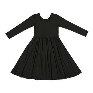 ओम बेबी लड़कियों कार्बनिक बांस काले लंबी आस्तीन फूलों की पोशाक बच्चों को आकस्मिक लंबी आस्तीन के कपड़े - Product Image 1