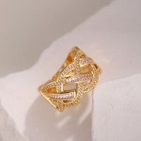 Bague élégante multi-couches plaquée or, motif géométrique torsadé creux, pour hommes et femmes, bijoux de mode en gros