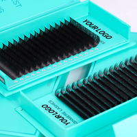 Extensions de cils longs en fibre PBT coréenne de qualité supérieure, noires, effet volume CC/DD, vegan, vente en gros